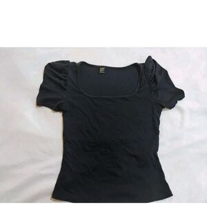SHEIN Elegant Navy Blue Puff Sleeve Top